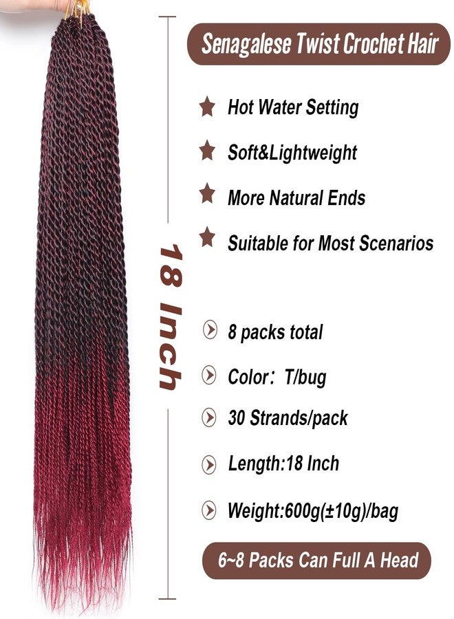 VIOLET Red Crochet Hair For Black Women 18 Inch Long Senegalese Twist Crochet Hair 9 Packs Crochet Braids Prelooped Crochet Twist Hair Crochet Braids For Black Women 20 Strands Crochet Twist Hair (TBUG) - Image 2